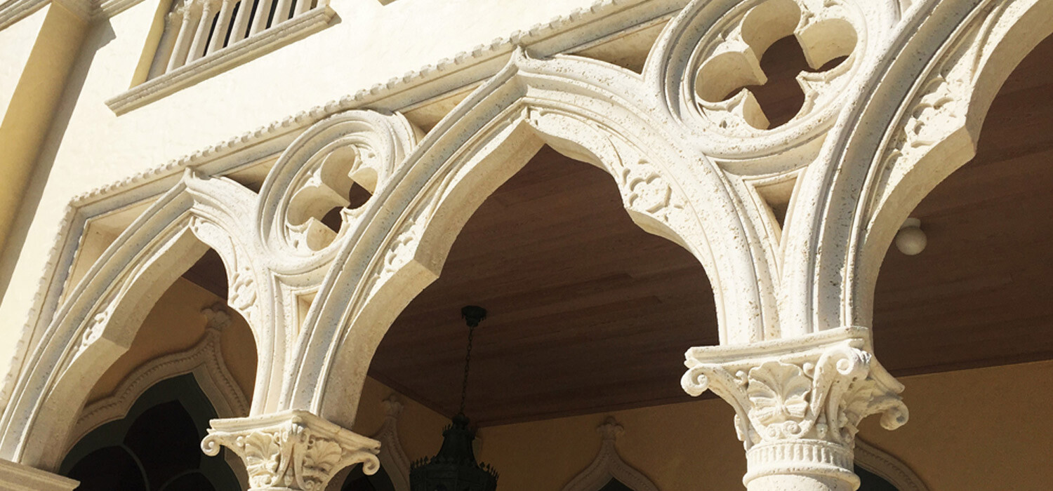 cast stone gothic arch columns quatrefoils