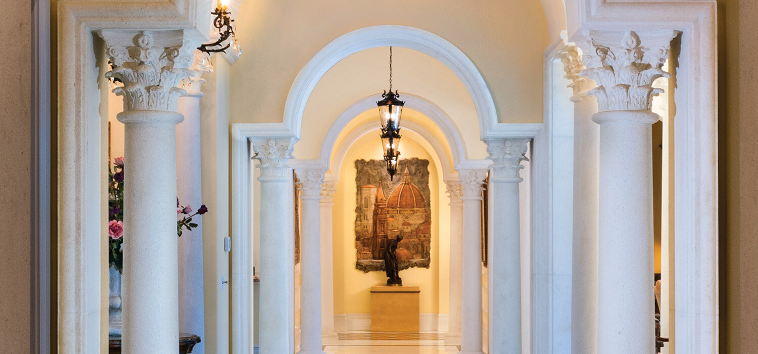 cast stone collonade interior