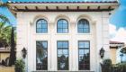 cast stone window treatment on grand window luxury home
